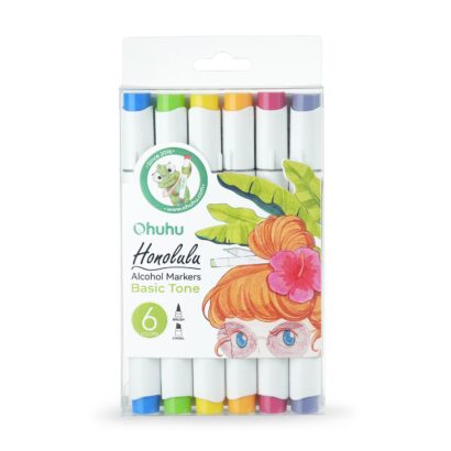 Ohuhu Alcohol Markers Basic Tone Διπλή Μύτη Brush Chisel 6 Χρωμάτων