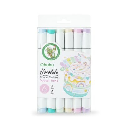 Ohuhu Alcohol Markers Pastel Tone Διπλή Μύτη Brush Chisel 6 Χρωμάτων