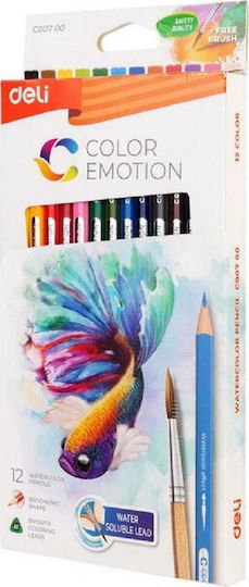 Deli Color Emotion Σετ Ξυλομπογιές Ακουαρέλας & Δώρο Πινέλο 12τμχ