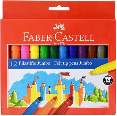 Faber-Castell Jumbo Πλενόμενοι Μαρκαδόροι Ζωγραφικής Χονδροί σε 12 Χρώματα