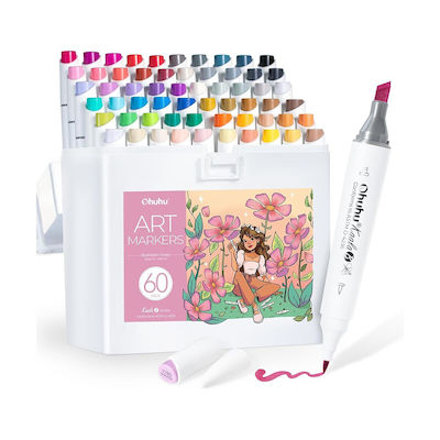 Ohuhu Kaala B Alcohol Markers Σετ 60 Χρωμάτων Slim Chisel & Mini Brush