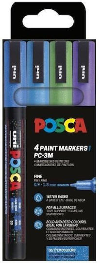 Posca μαρκαδόροι 4τμχ PC-3ML 4P, Set cool sparkling color
